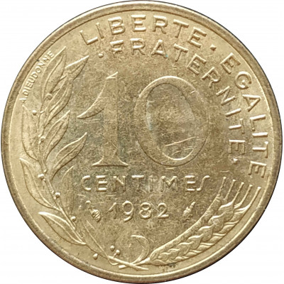 10 сантимов 1982 Франция из оборота