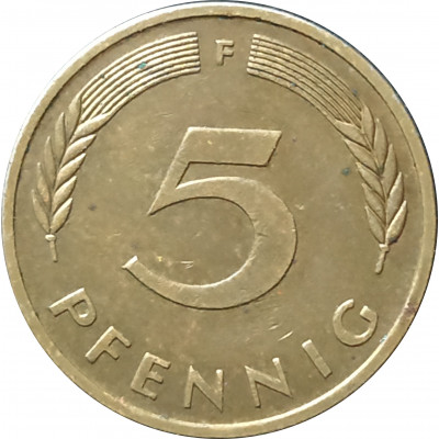5 пфеннигов 1982 Германия F из оборота 5 пфеннигов 1982 Германия F из оборота