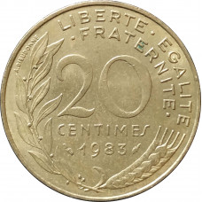 20 сантимов 1983 Франция из оборота