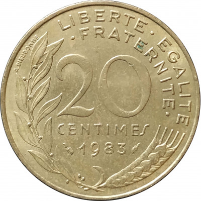 20 сантимов 1983 Франция из оборота 20 сантимов 1983 Франция из оборота