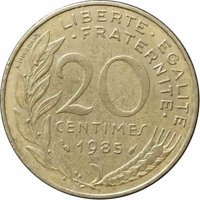 20 сантимов 1985 Франция из оборота 20 сантимов 1985 Франция из оборота