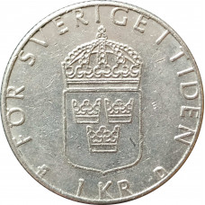 1 крона 1987 Швеция из оборота