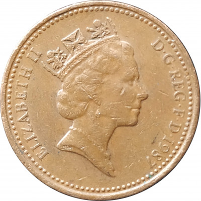 1 пенни 1987 Великобритания из оборота