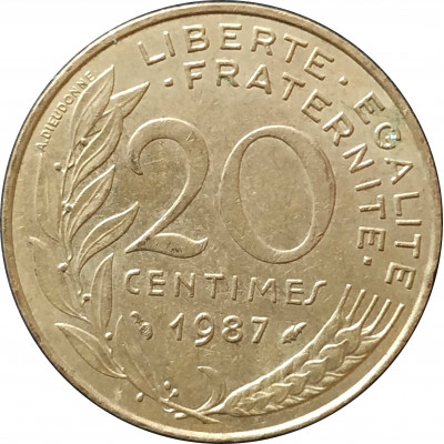 20 сантимов 1987 Франция из оборота 20 сантимов 1987 Франция из оборота