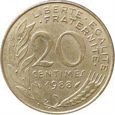 20 сантимов 1988 Франция из оборота