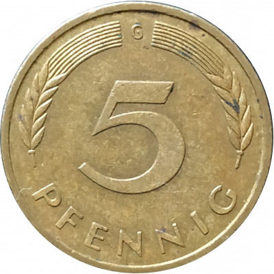 5 пфеннигов 1988 Германия G из оборота 5 пфеннигов 1988 Германия G из оборота