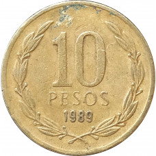 10 песо 1989 Чили из оборота