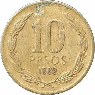 10 песо 1989 Чили из оборота