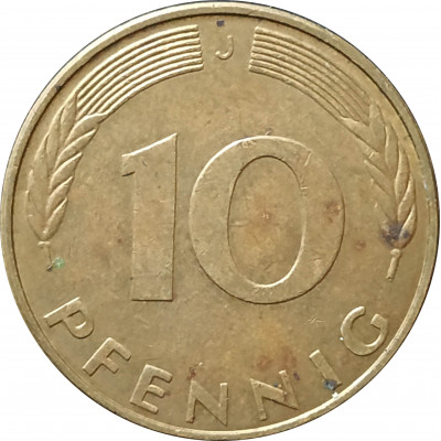 10 пфеннигов 1989 Германия J из оборота