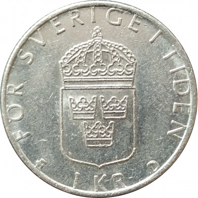 1 крона 1990 Швеция из оборота