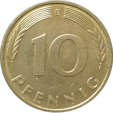10 пфеннигов 1990 Германия D из оборота
