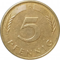 5 пфеннигов 1990 Германия D из оборота
