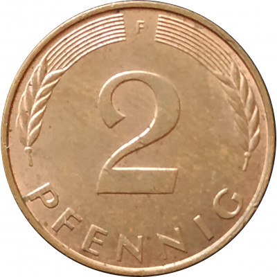 2 пфеннига 1991 Германия F из оборота 2 пфеннига 1991 Германия F из оборота