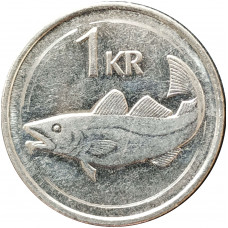 1 крона 1992 Исландия из оборота