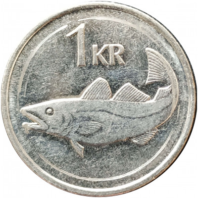 1 крона 1992 Исландия из оборота