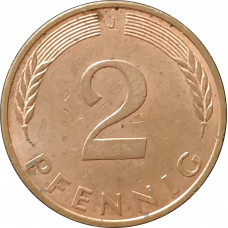 2 пфеннига 1992 Германия J из оборота
