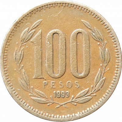 100 песо 1993 Чили из оборота