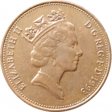 2 пенса 1993 Великобритания из оборота