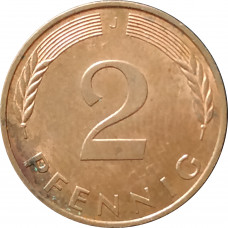 2 пфеннига 1995 Германия J из оборота