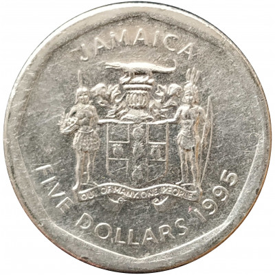 5 долларов 1995 Ямайка из оборота 5 долларов 1995 Ямайка из оборота