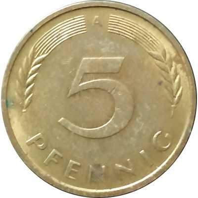 5 пфеннигов 1995 Германия A из оборота 5 пфеннигов 1995 Германия A из оборота