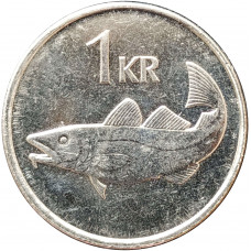1 крона 1996 Исландия из оборота