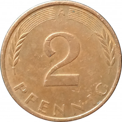 2 пфеннига 1996 Германия A из оборота 2 пфеннига 1996 Германия A из оборота