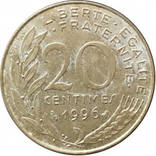 20 сантимов 1996 Франция из оборота