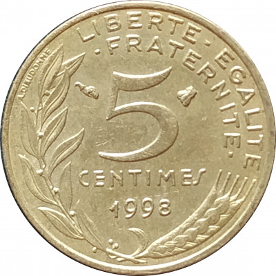 5 сантимов 1998 Франция из оборота 5 сантимов 1998 Франция из оборота