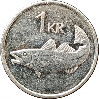 1 крона 1999 Исландия из оборота