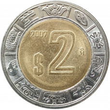 2 песо 2007 Мексика из оборота
