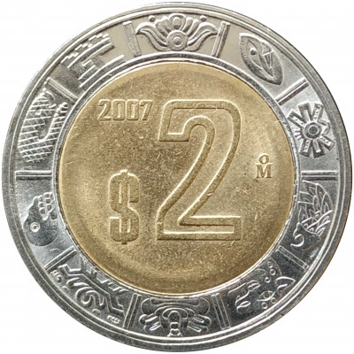 2 песо 2007 Мексика из оборота 2 песо 2007 Мексика из оборота