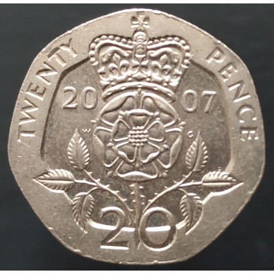 20 пенсов 2007 Великобритания из оборота 20 пенсов 2007 Великобритания из оборота