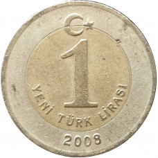 1 новая лира 2008 Турция из оборота