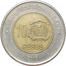 10 песо 2008 Доминикана из оборота