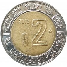 2 песо 2013 Мексика из оборота