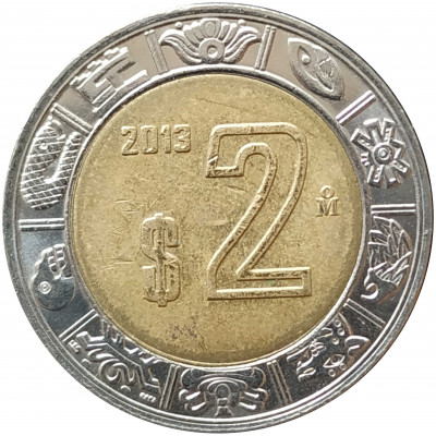 2 песо 2013 Мексика из оборота 2 песо 2013 Мексика из оборота