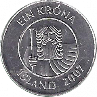 1 крона 2007 Исландия XF
