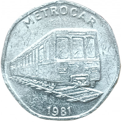 20 пенсов 1981 Великобритания Национальный транспортный токен "METROCAR" из оборота